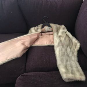 Vintage authentic mink wrap gray/white